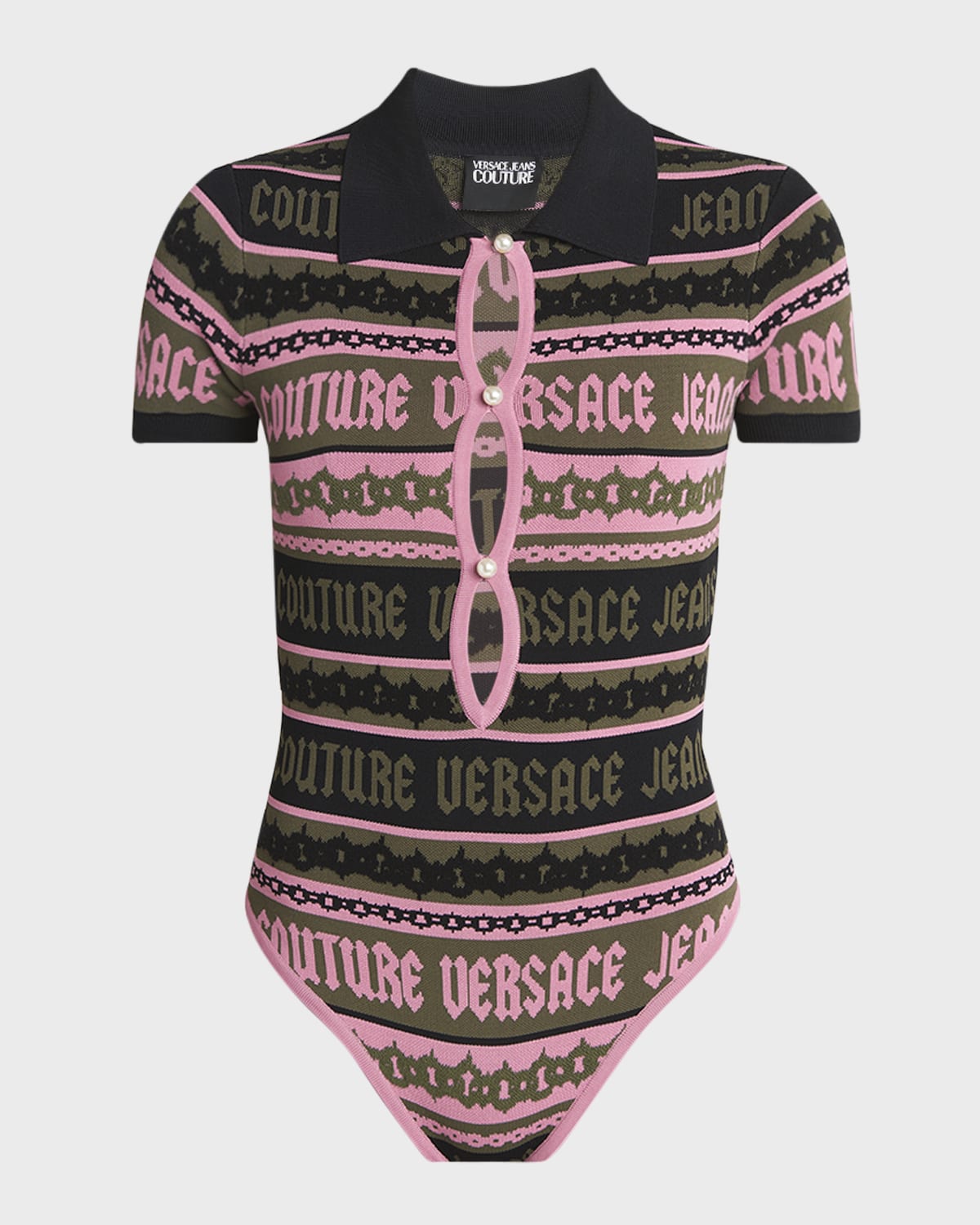 Versace Jeans Couture Short-Sleeve Knit Logo Top