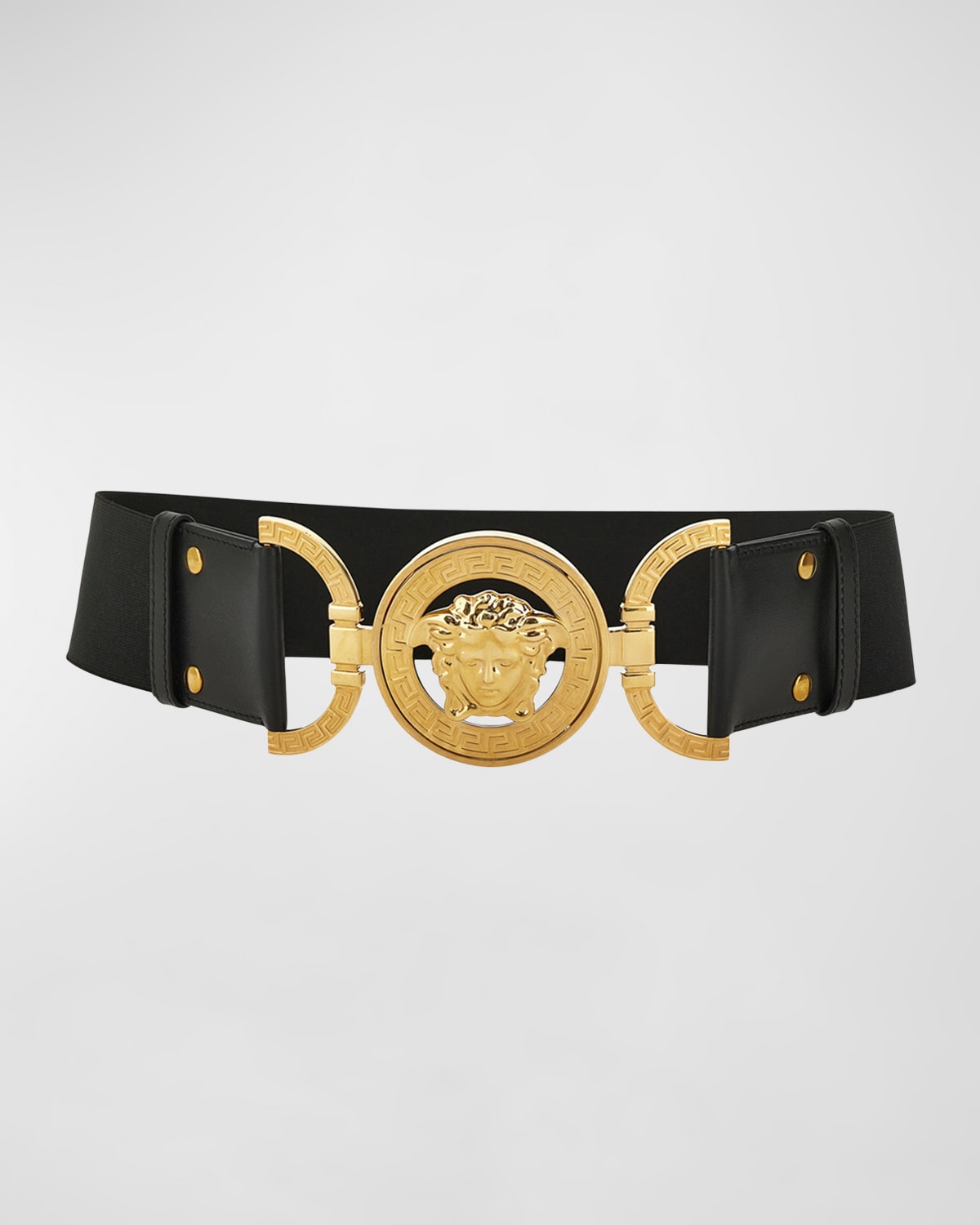 Versace Medusa Wide Elastic & Leather Belt