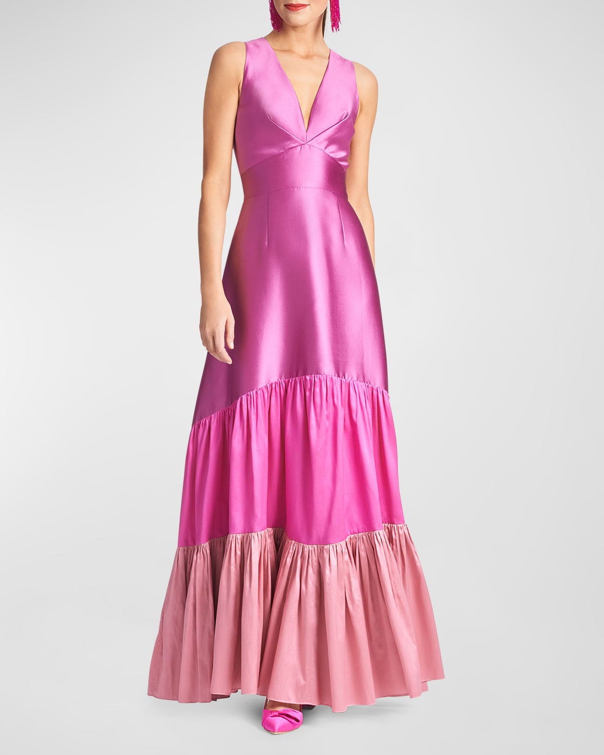 Sachin & Babi Rori Tiered Colorblock Gown