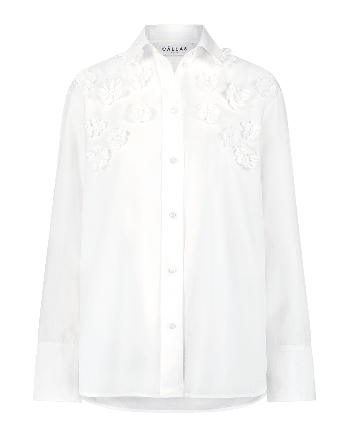 CALLAS Milano Lyn Floral Applique Cotton Shirt