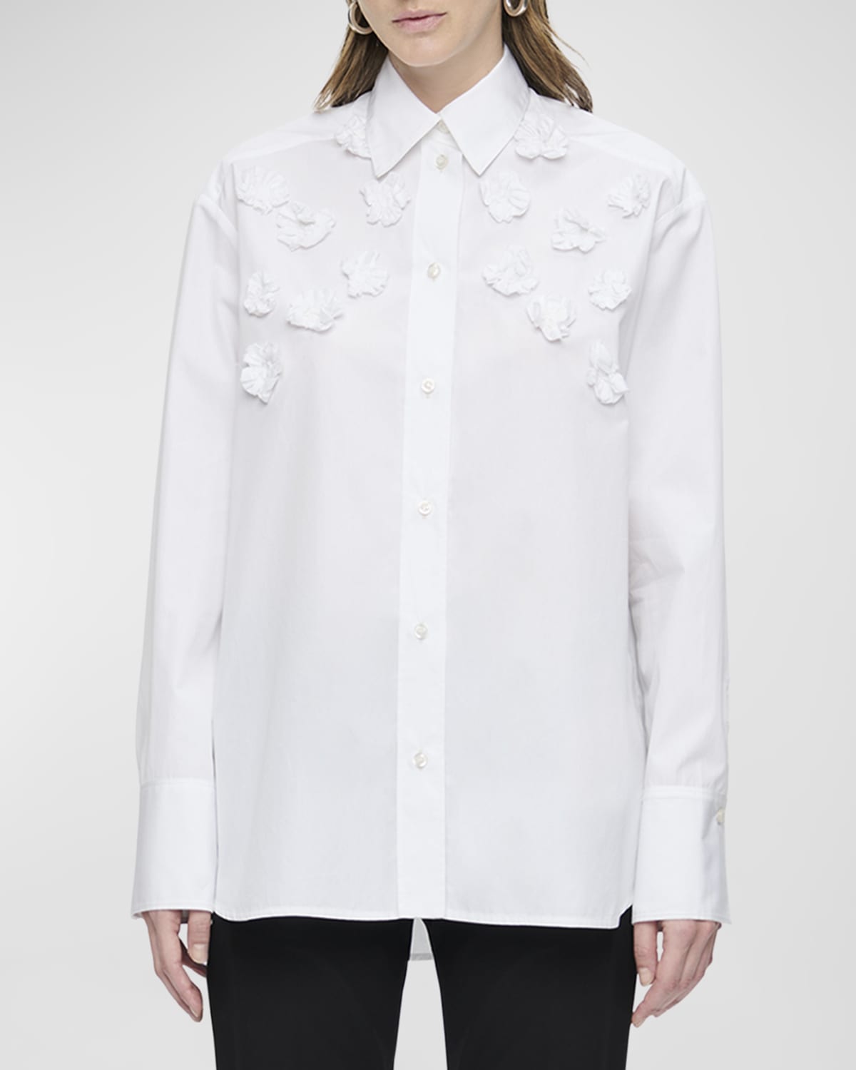 CALLAS Milano Lyn Floral Applique Cotton Shirt