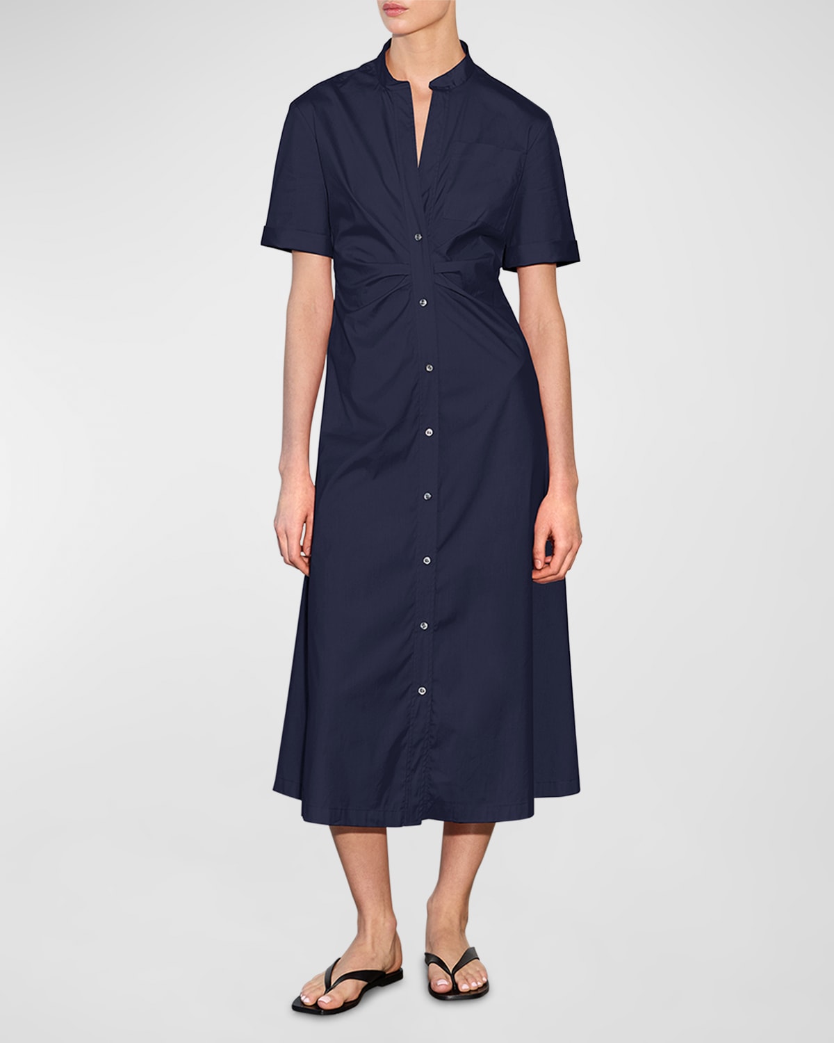 CALLAS Milano Noor Ruched A-Line Midi Shirtdress