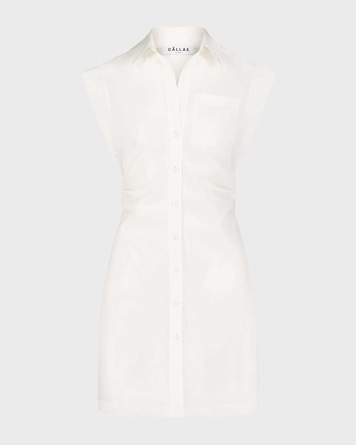 CALLAS Milano Robbie Sleeveless Ruched Mini Shirtdress