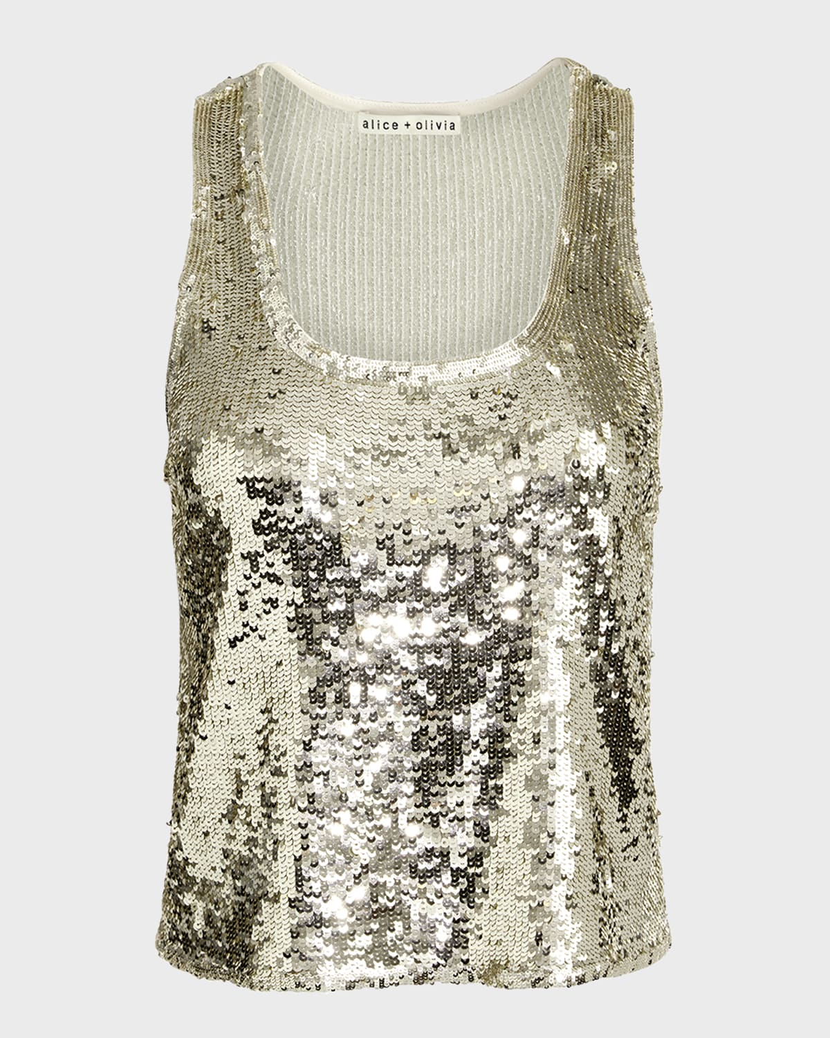 Alice + Olivia Avril Sequined Boxy Tank Top
