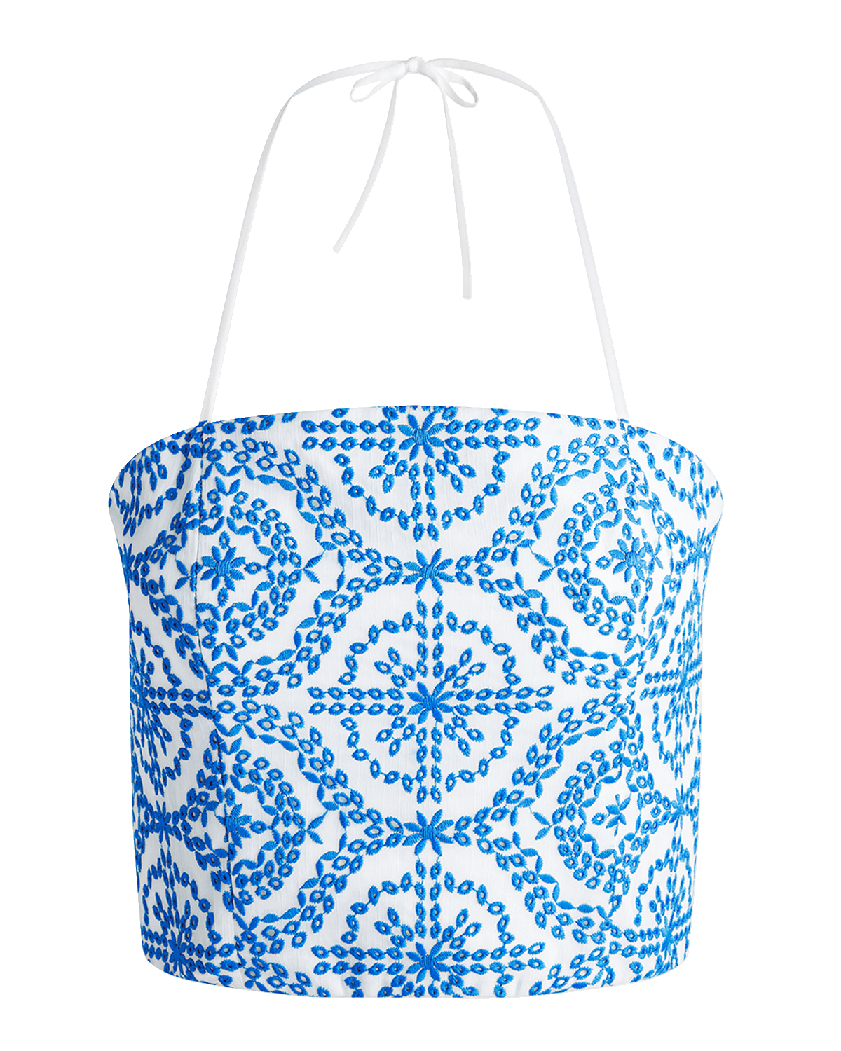 Alice + Olivia Ceresi Embroidered Halter Crop Top