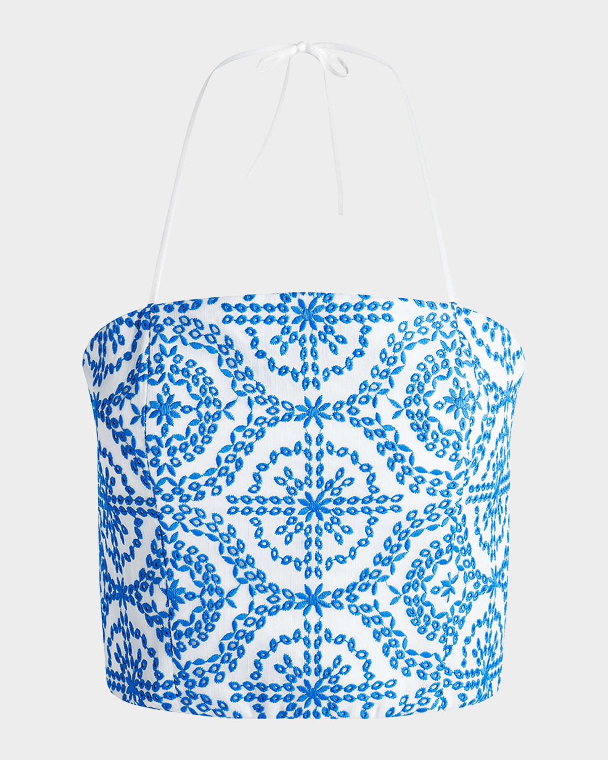 Alice + Olivia Ceresi Embroidered Halter Crop Top