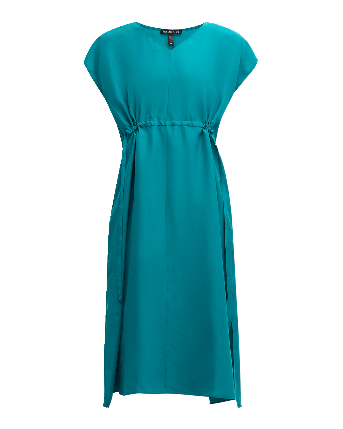 Eileen Fisher Dolman-Sleeve Washed Silk Midi Dress