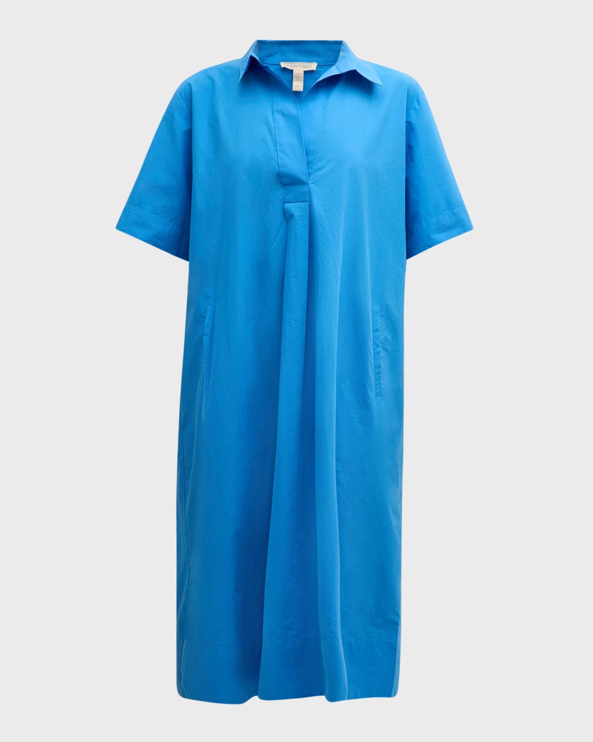 Eileen Fisher Petite Pleated Organic Cotton Poplin Midi Dress