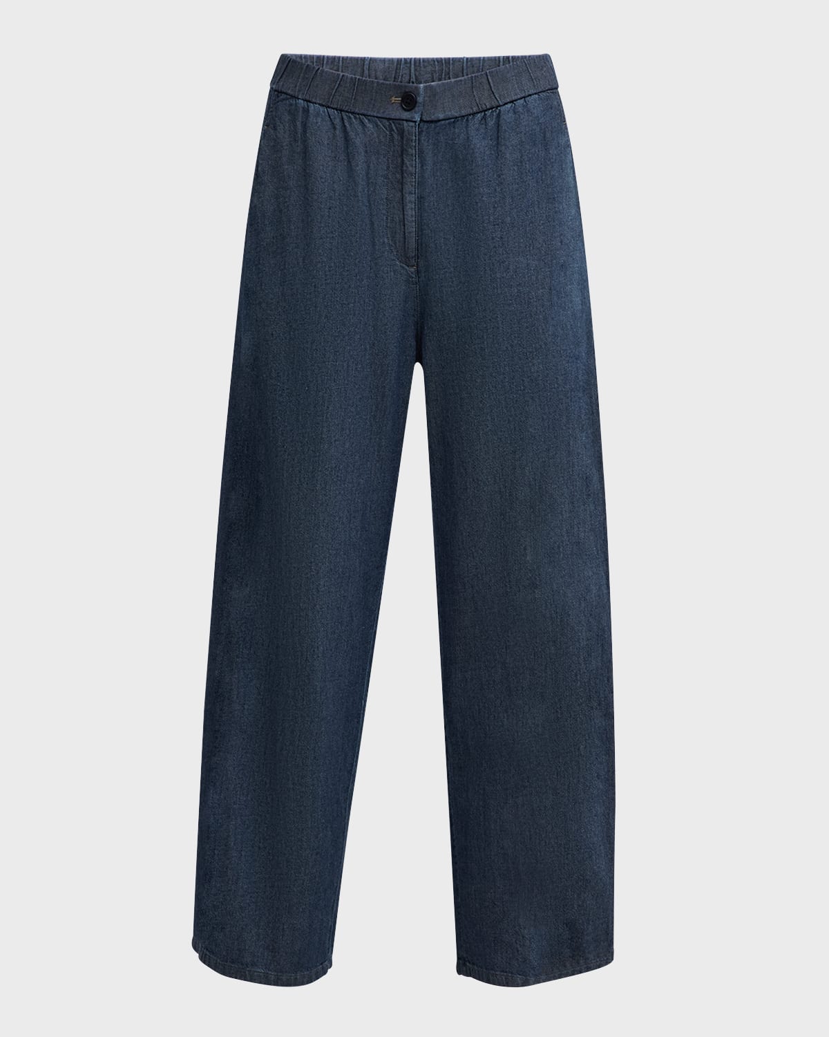 Eileen Fisher Cropped Wide-Leg Organic Cotton Twill Pants