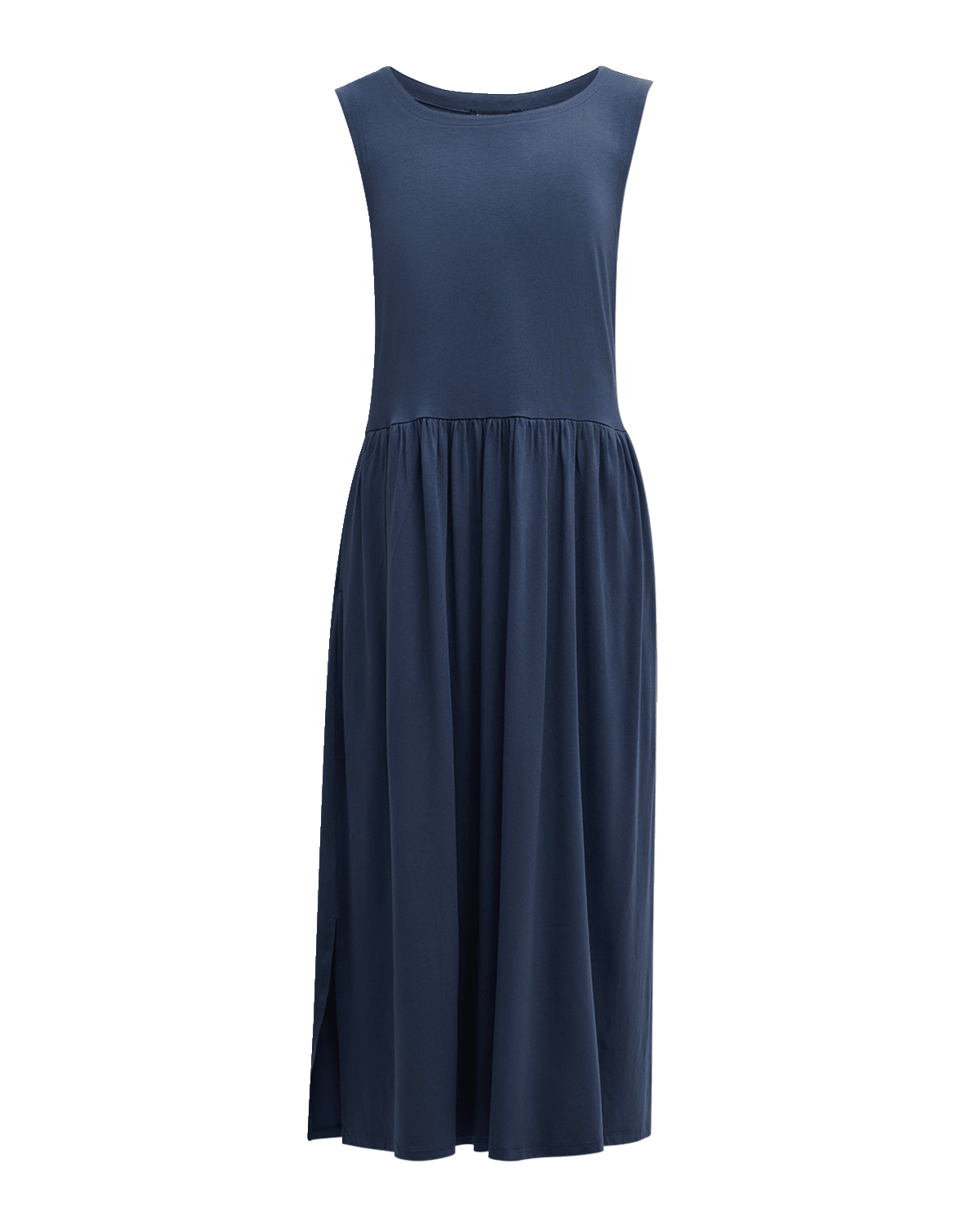 Eileen Fisher Ruched Scoop-Neck Jersey Midi Dress