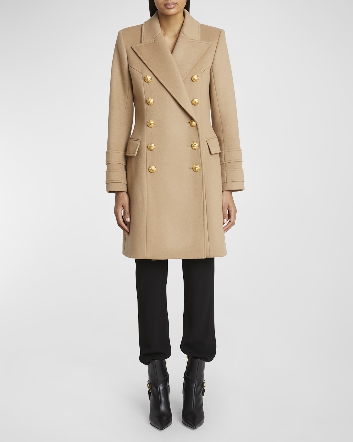 Balmain 10-Button Wool-Cashmere Coat