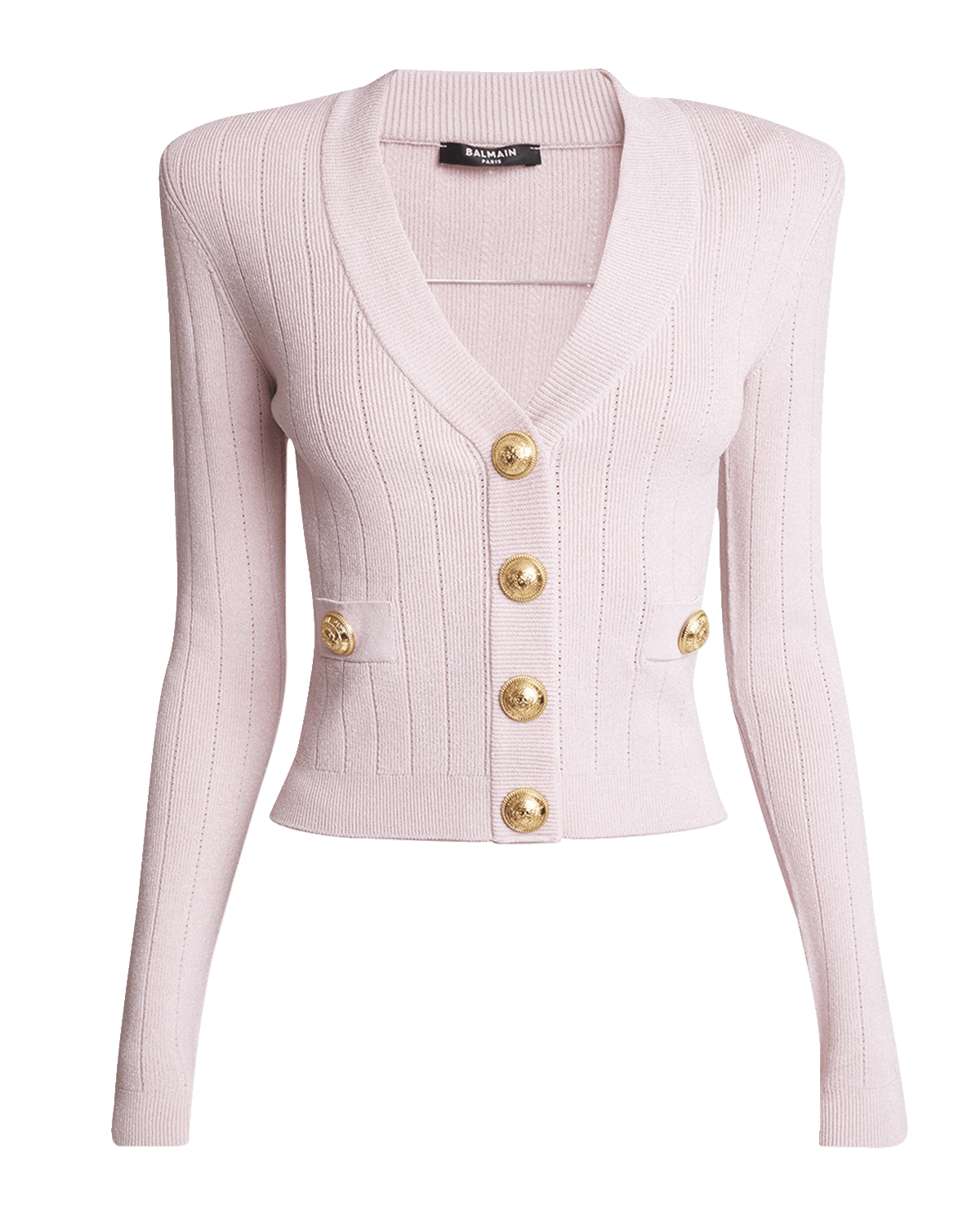 Balmain Buttoned Knit Cropped Cardigan