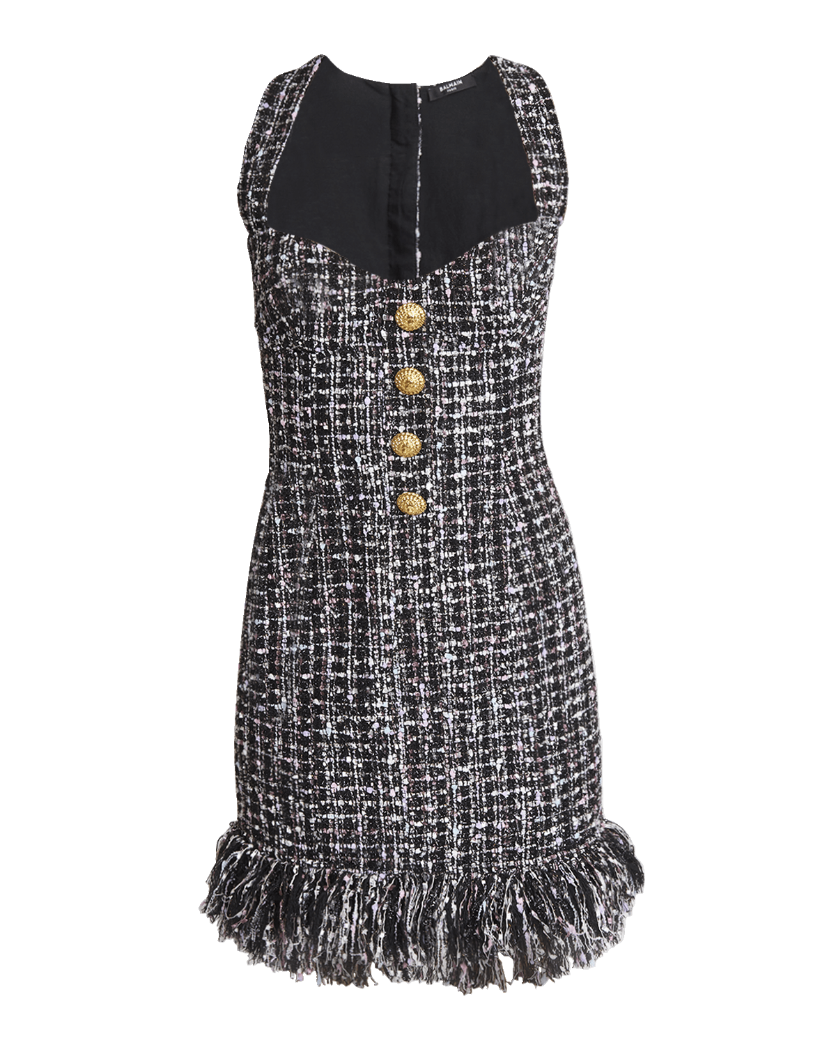 Balmain Fringed Tweed Sweetheart Mini Dress