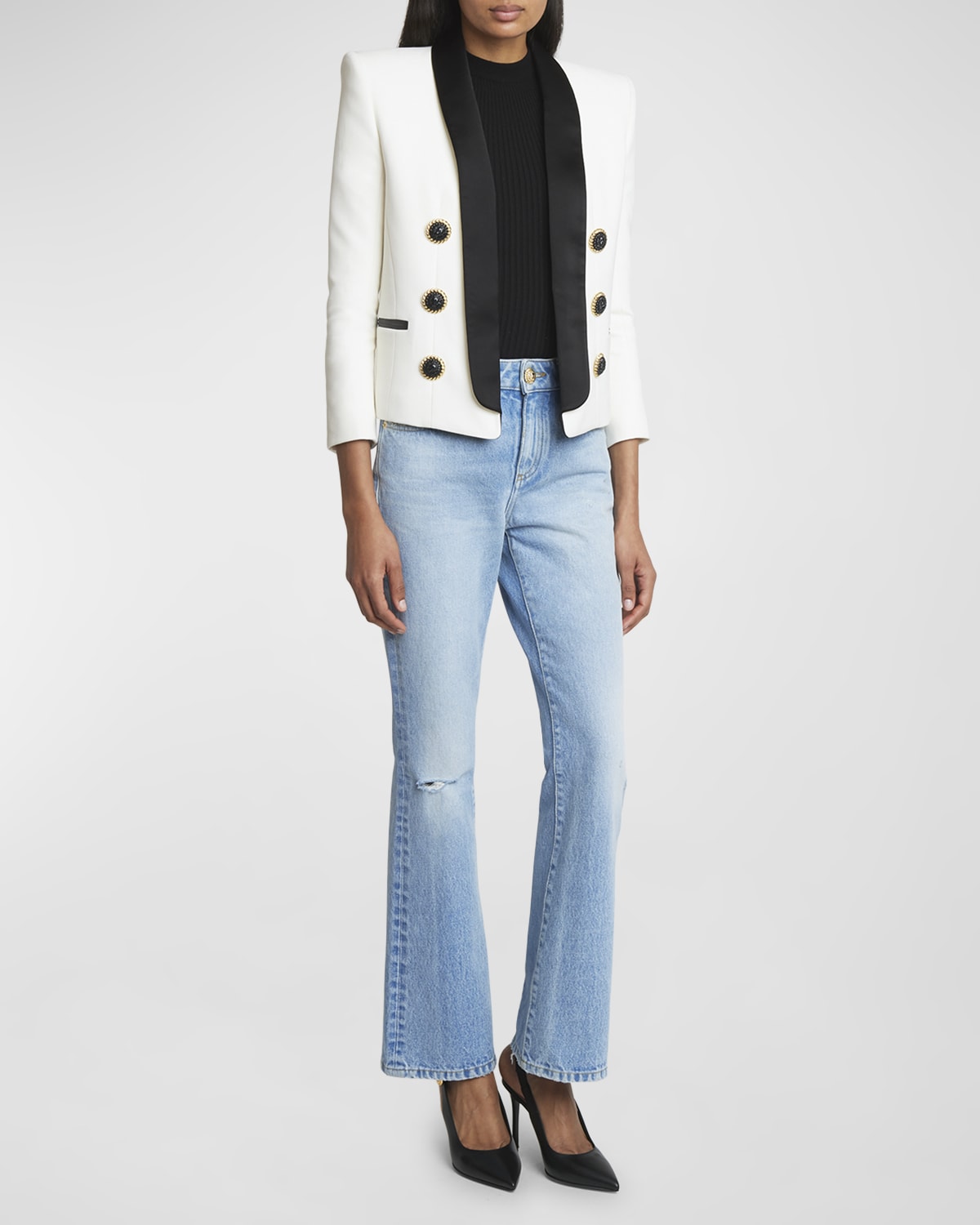 Balmain 6-Button Satin Collar Jacket
