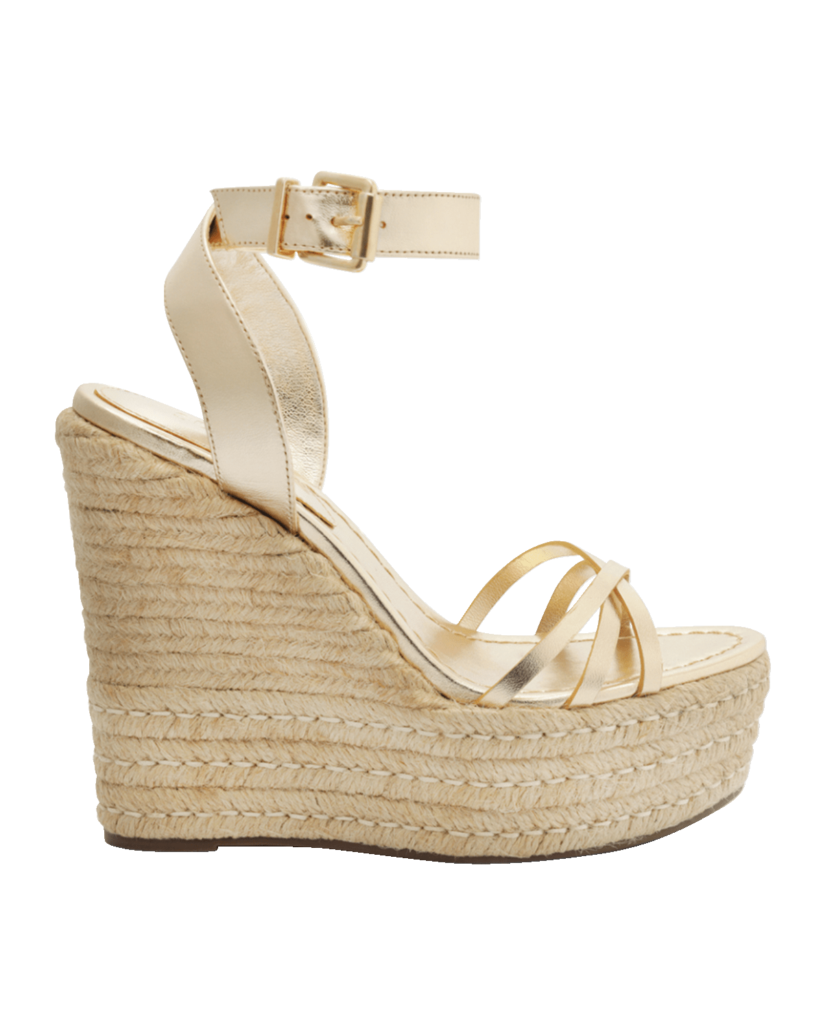 Schutz Alexandra Metallic Platform Wedge Espadrilles