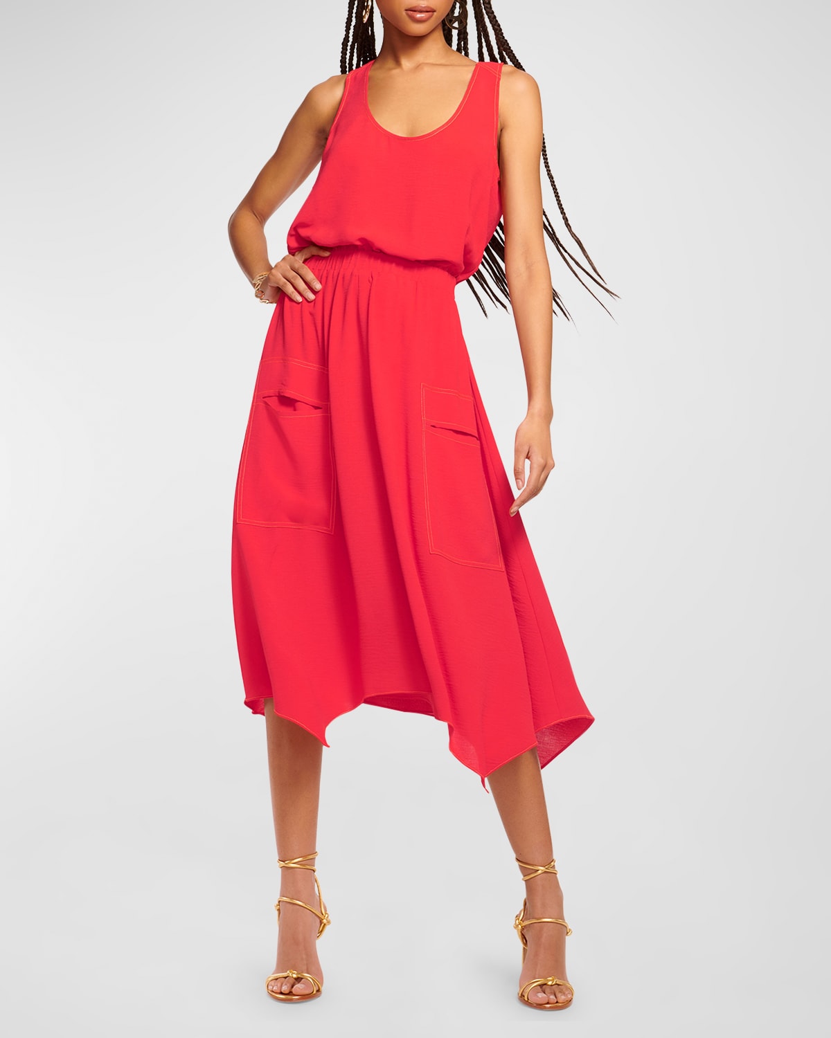 Ramy Brook Hallie Scoop-Neck Midi Dress