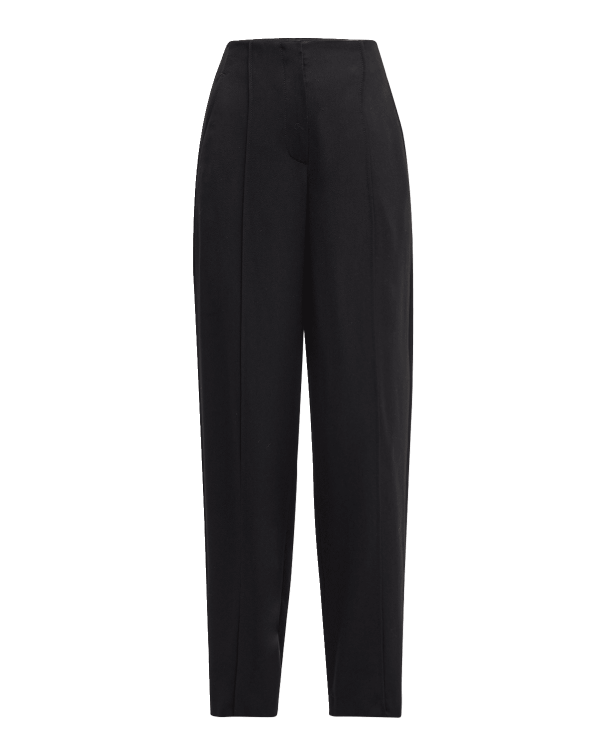 Brunello Cucinelli Mid-Rise Pintuck Wool Grisaille Straight-Leg Trousers