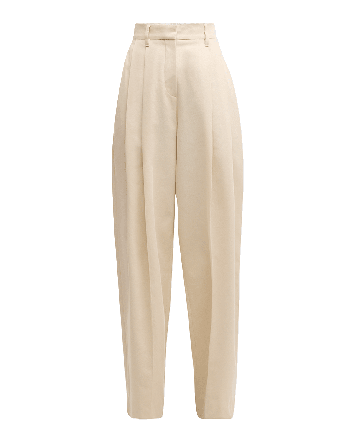 Brunello Cucinelli High-Rise Pleated Cotton-Twill Straight-Leg Trousers
