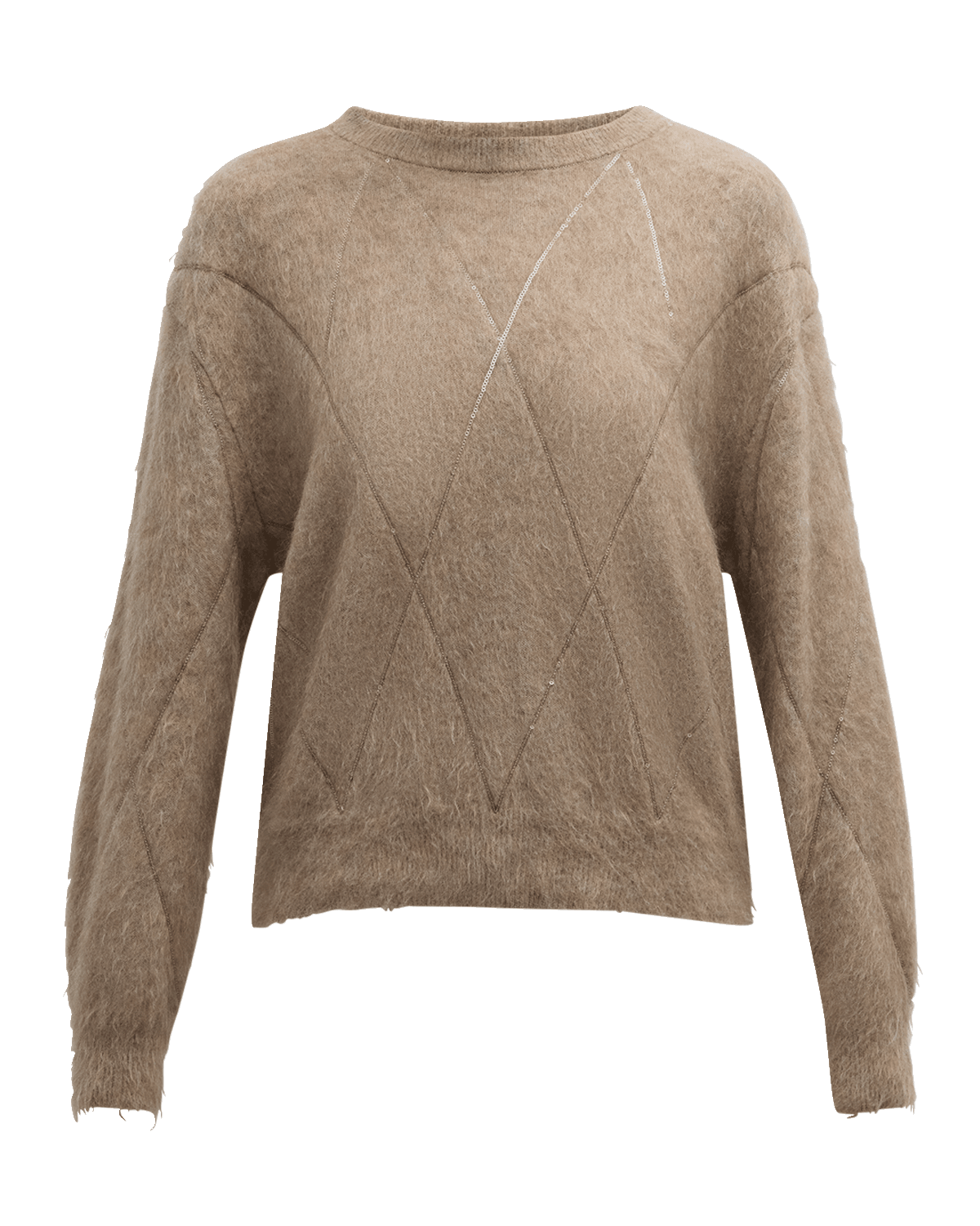 Brunello Cucinelli Cashmere and Wool Blend Sequin Argyle Sweater