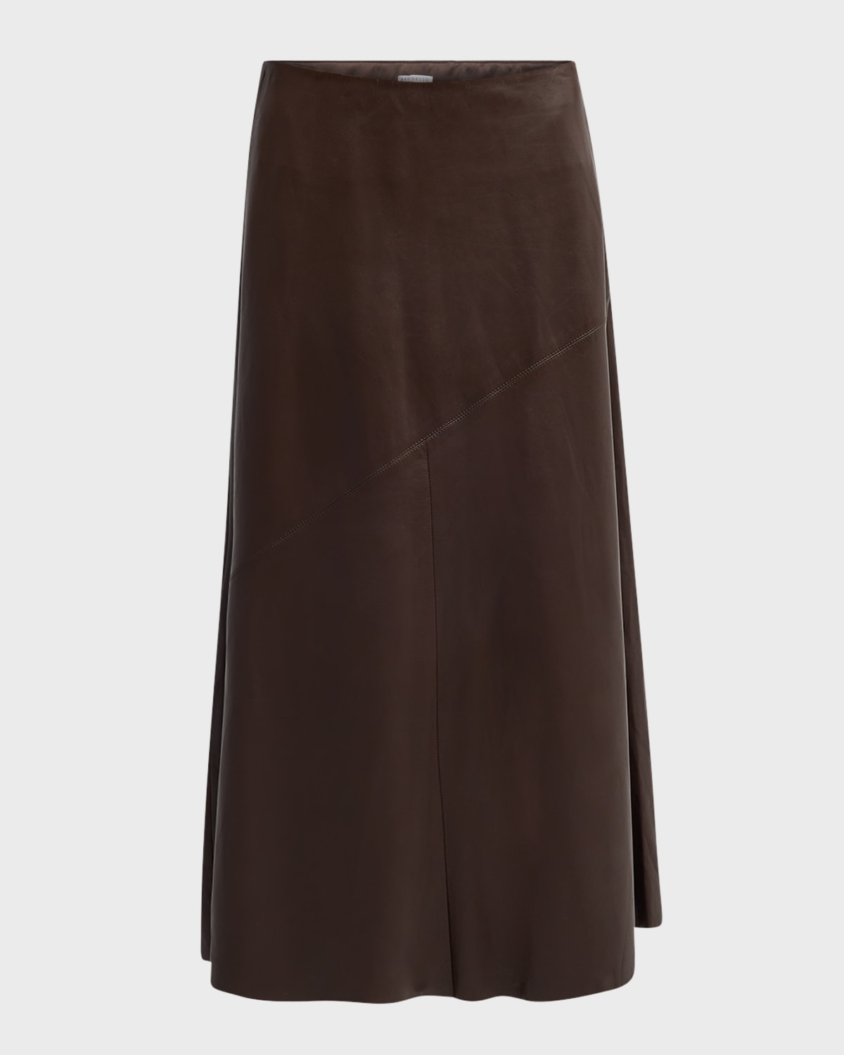 Brunello Cucinelli Glove Leather A-Line Maxi Skirt