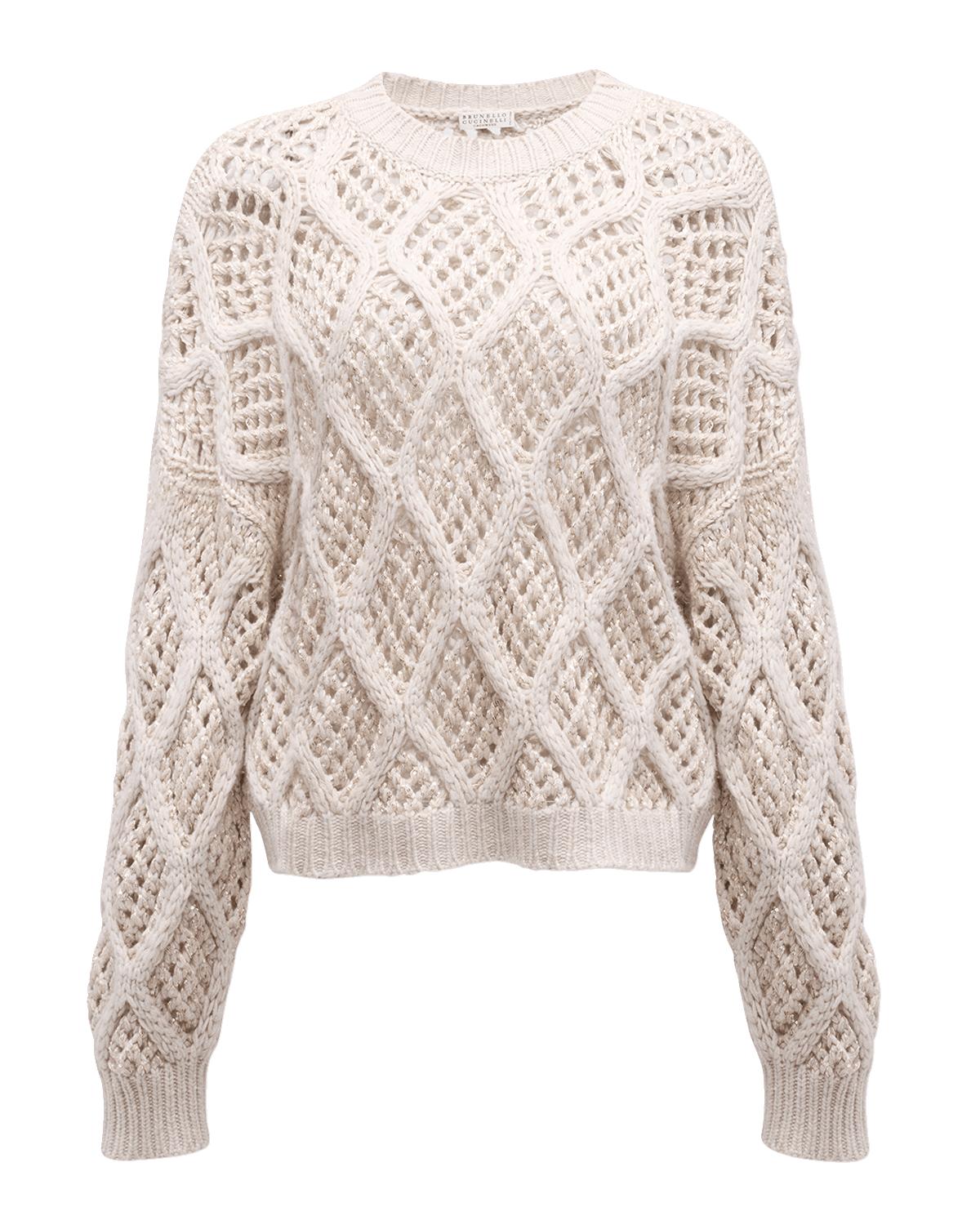 Brunello Cucinelli Opera Cashmere Cable-Knit Net Sweater