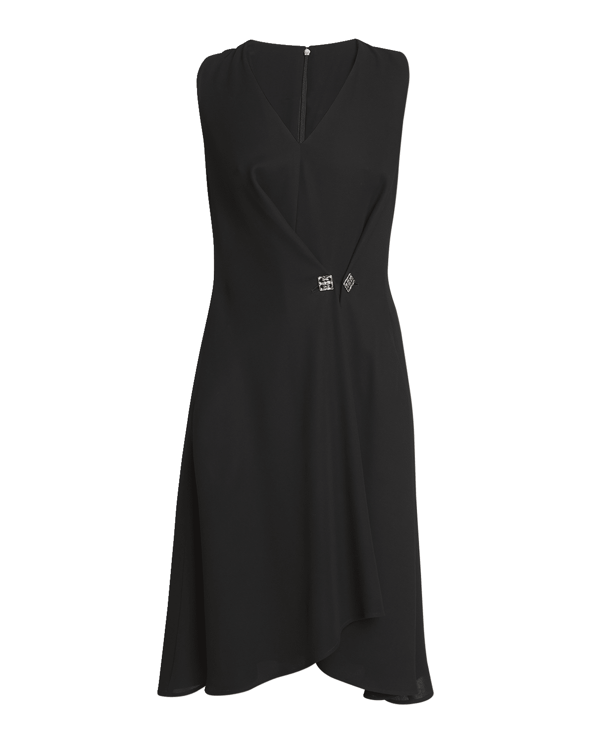 Givenchy Buckle Waist Sleeveless Midi Wrap Dress