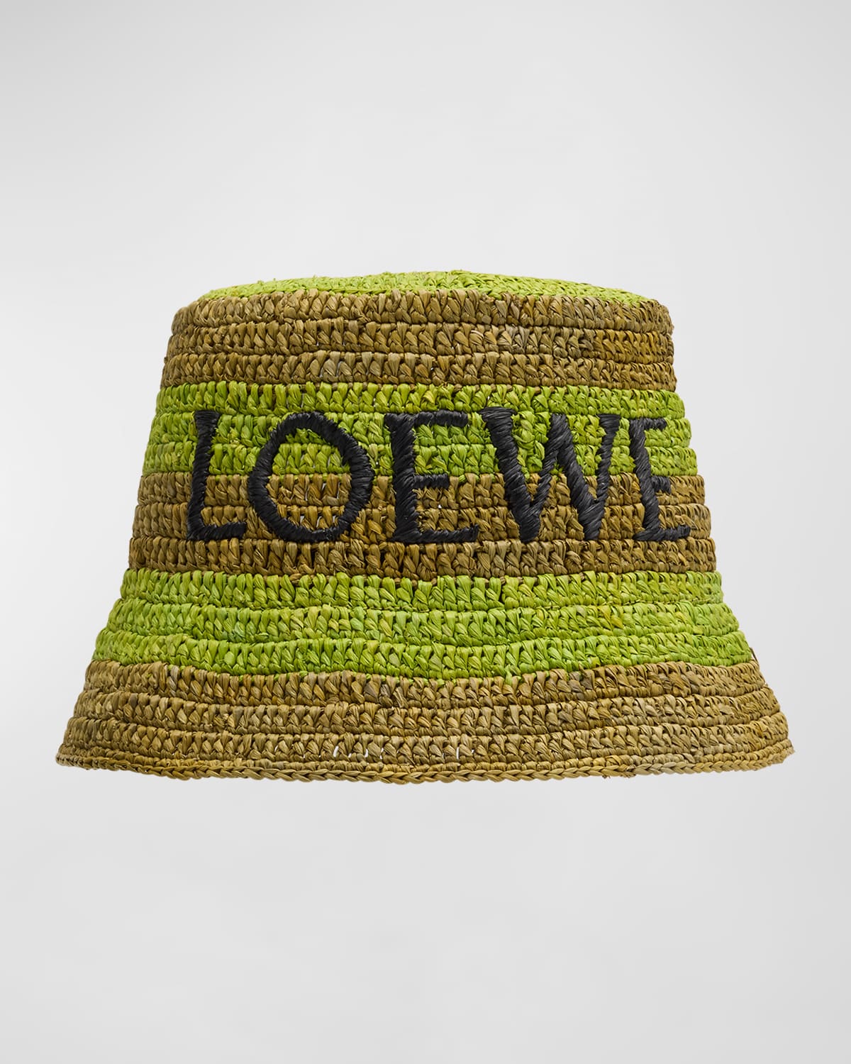 Loewe Striped Logo Raffia Bucket Hat