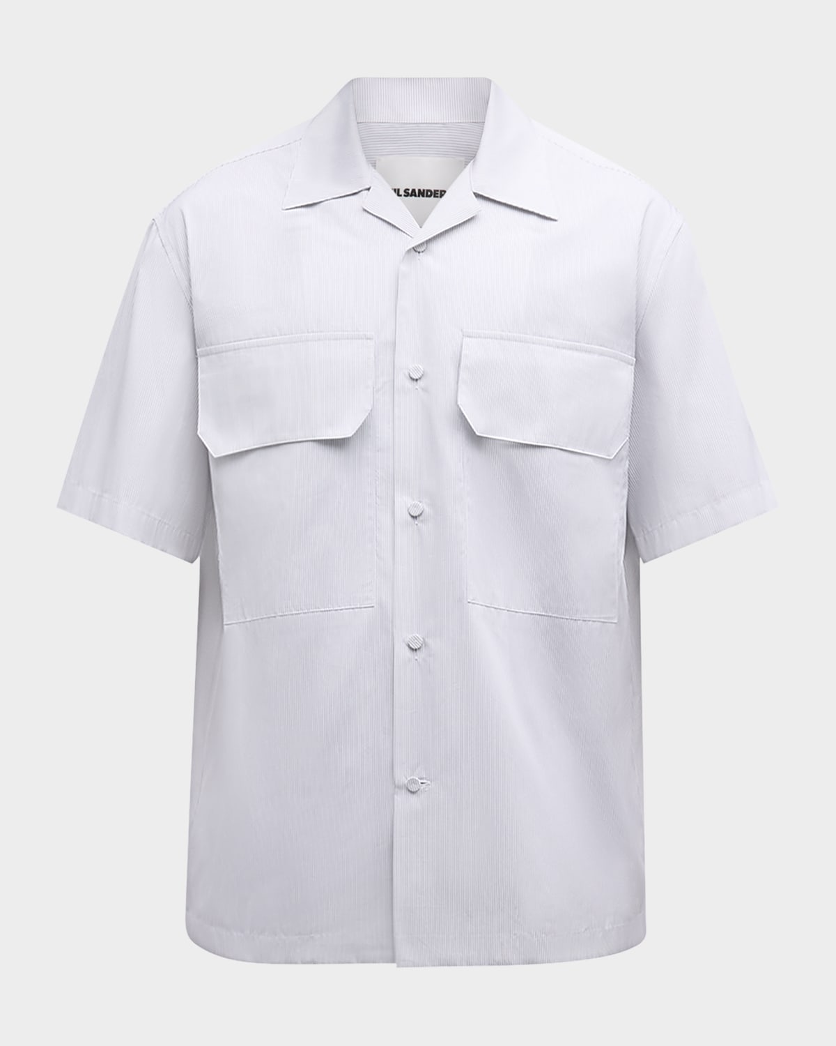 Jil Sander Men's Boxy Striped 2-Pocket Camp Shirt
