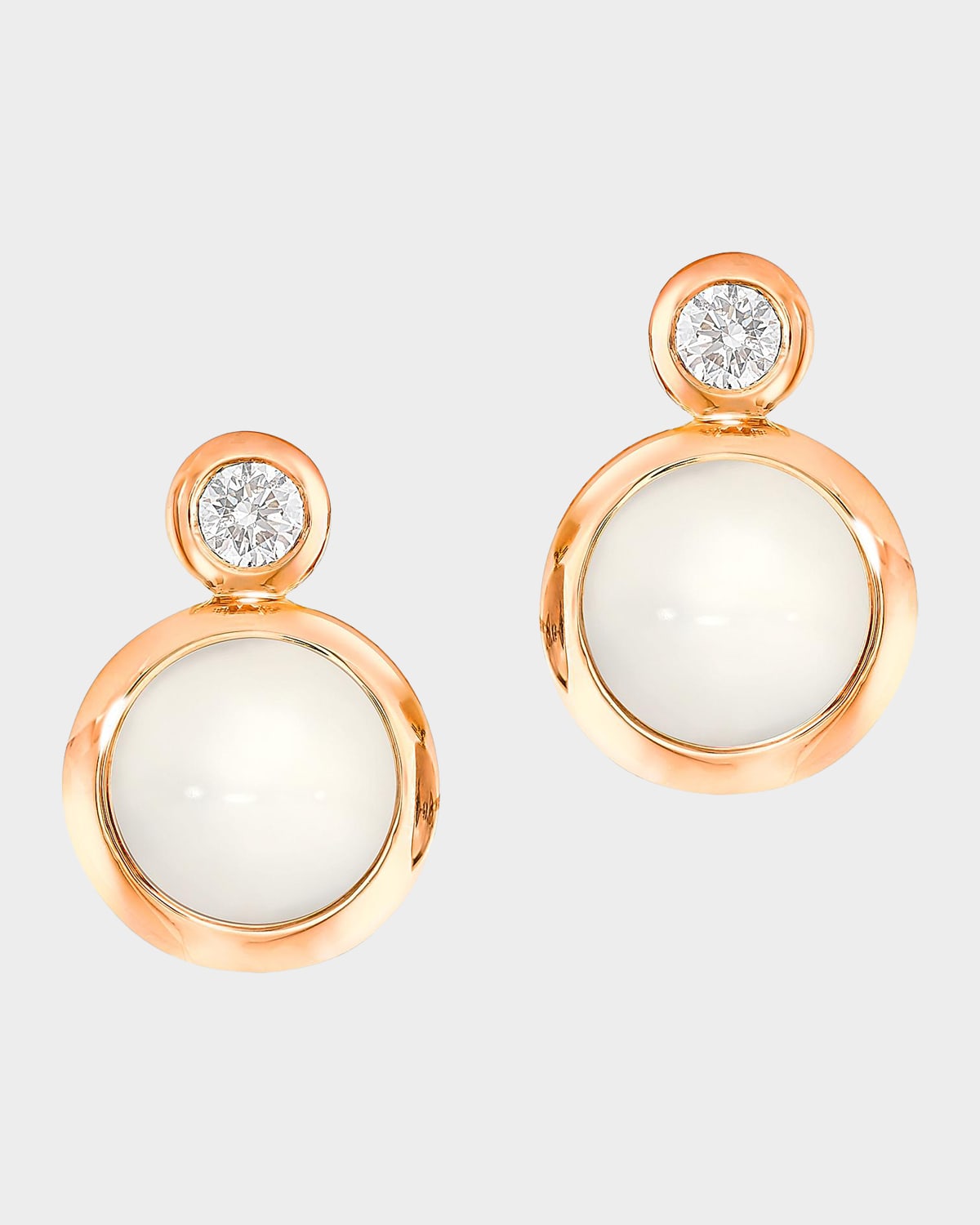 Tamara Comolli 18K Rose Gold Bouton Stud Earrings with Moonstone and Diamond