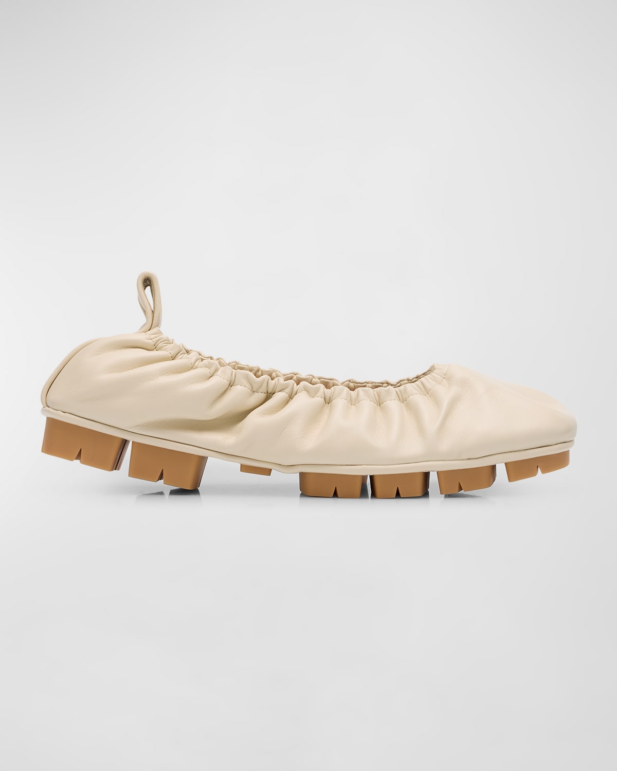 Bottega Veneta Shore Leather Elastic Ballerina Flats