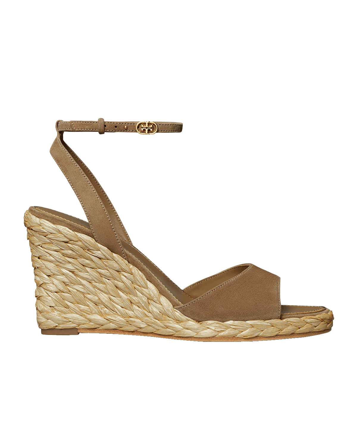 Tory Burch Suede Raffia Ankle-Strap Wedge Espadrilles