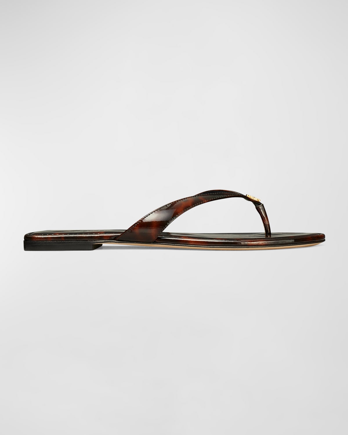 Tory Burch Tortoiseshell Leather Flip Flop Sandals