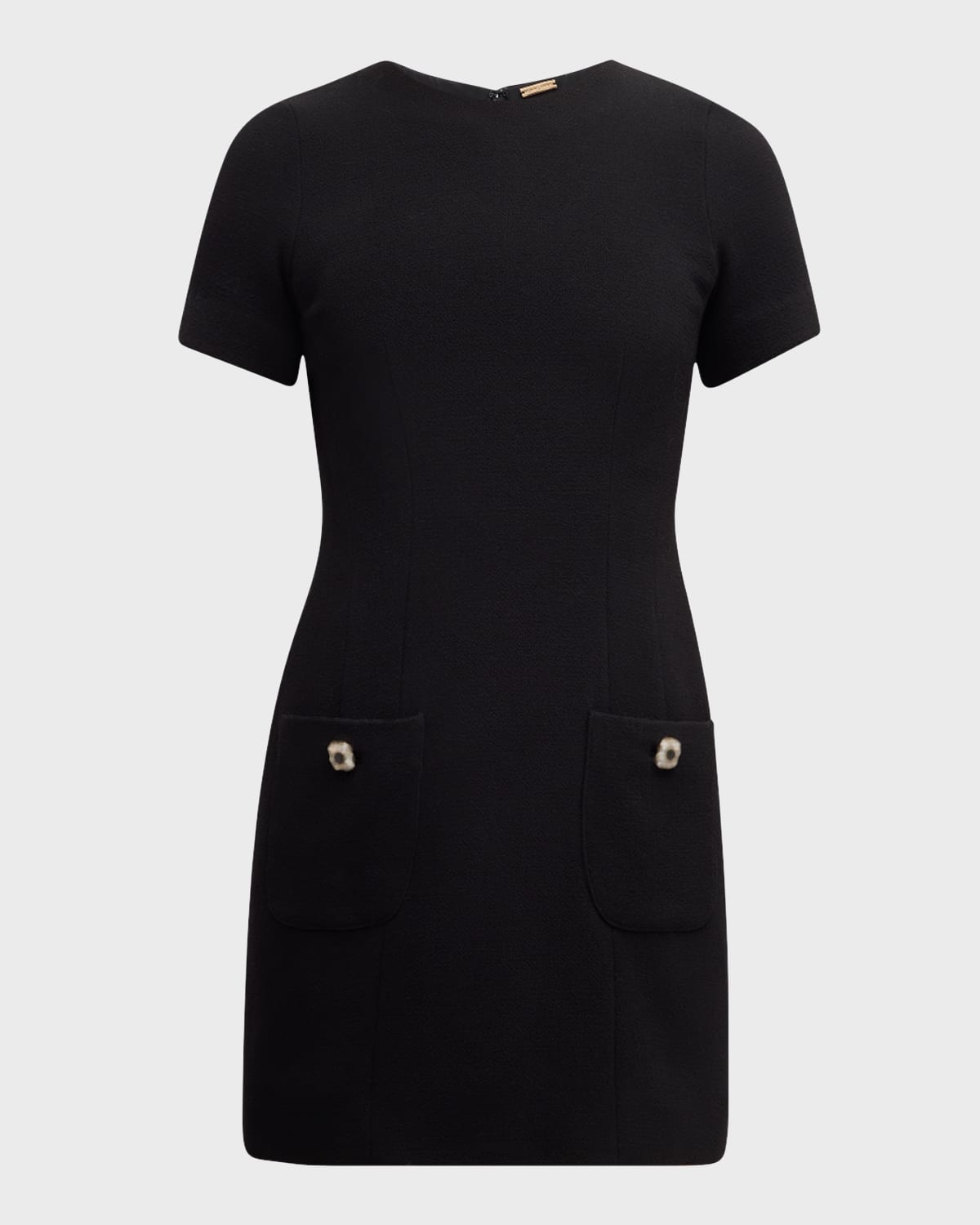 Adam Lippes Flynn Crystal-Button Wool Crepe Mini Dress
