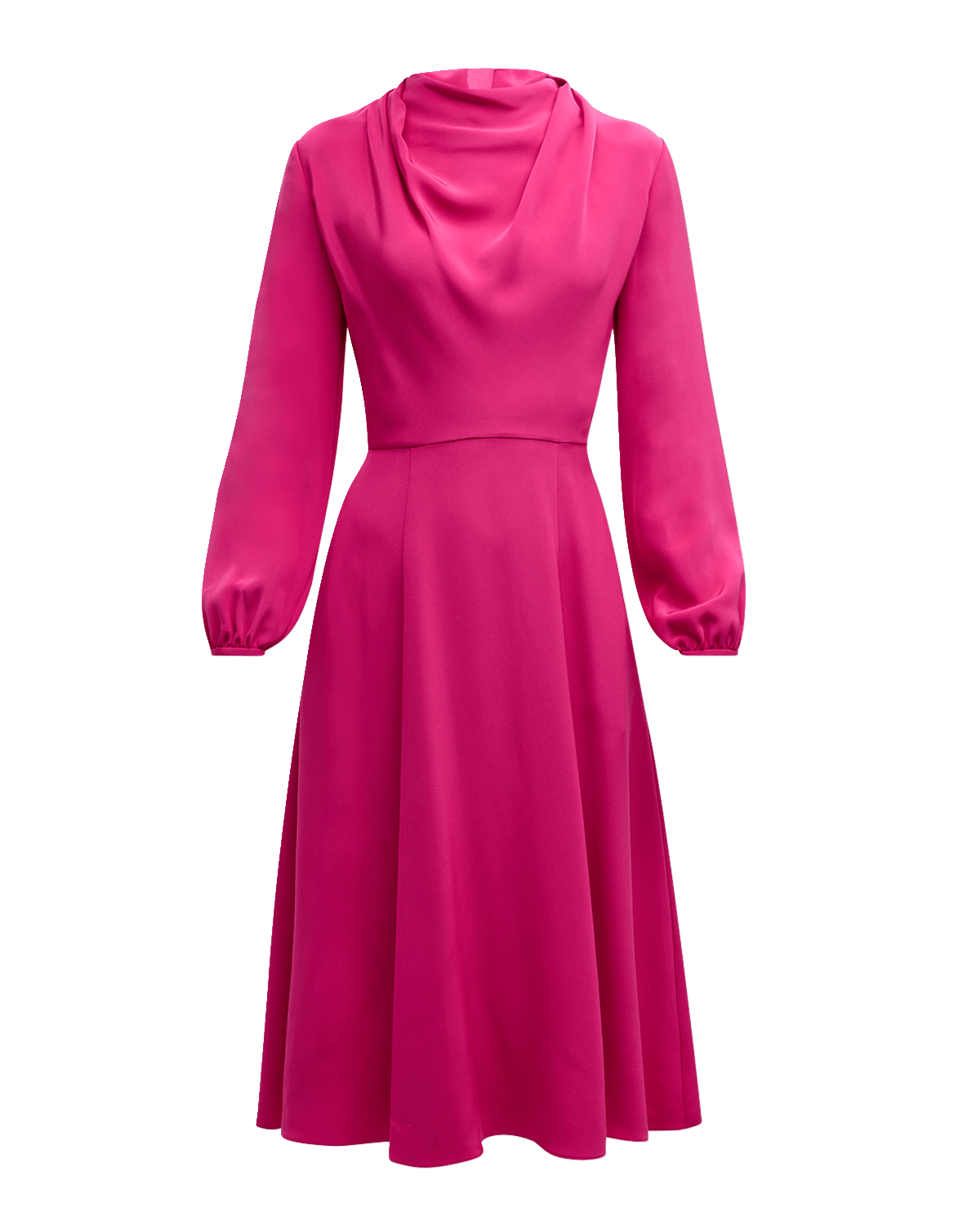 Adam Lippes Blythe Draped Long-Sleeve Silk Crepe Midi Dress