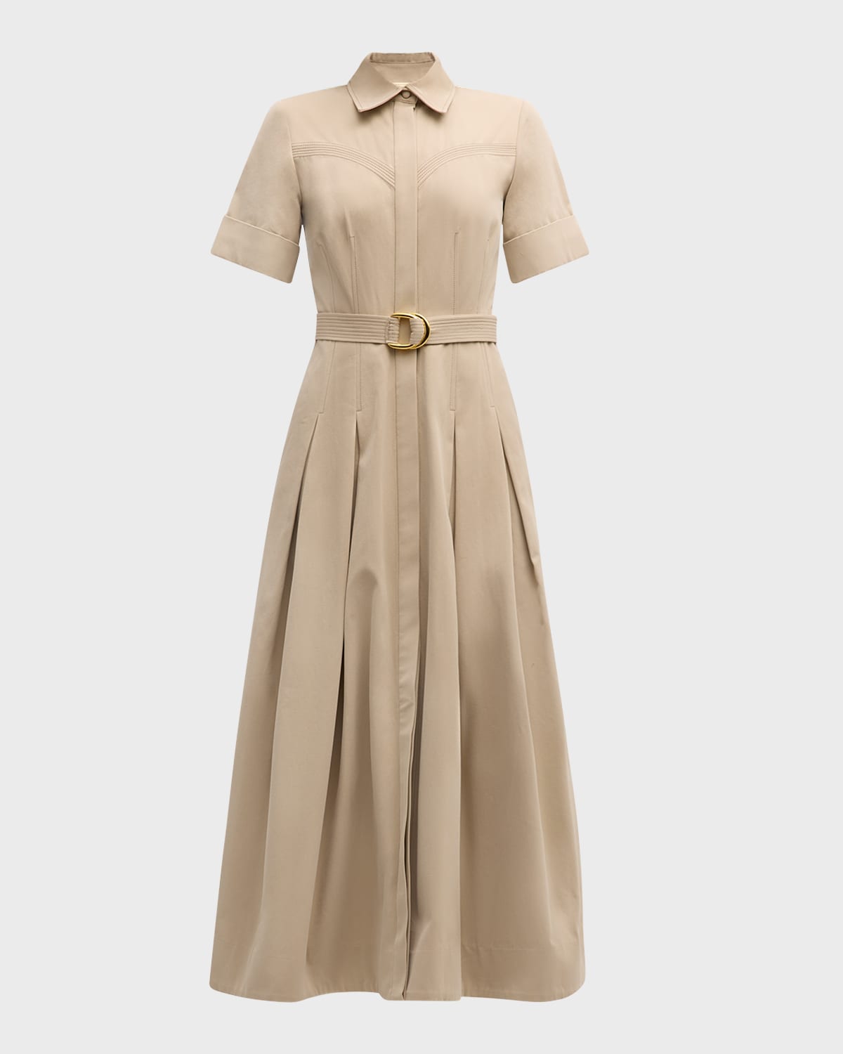 Adam Lippes Leighton Belted Cotton Twill Maxi Shirtdress