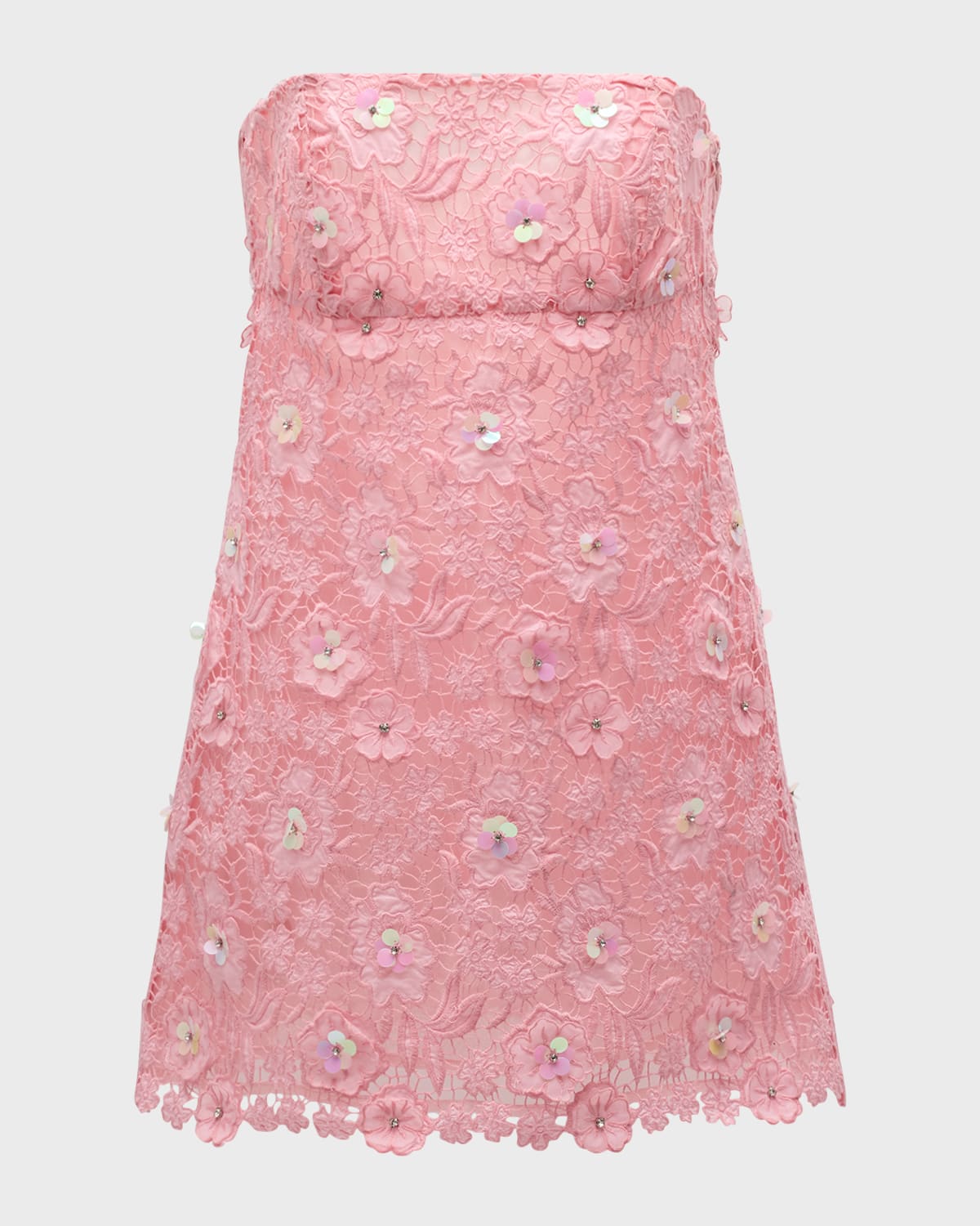 LoveShackFancy Paulinette Iridescent Sequin Strapless Mini Dress