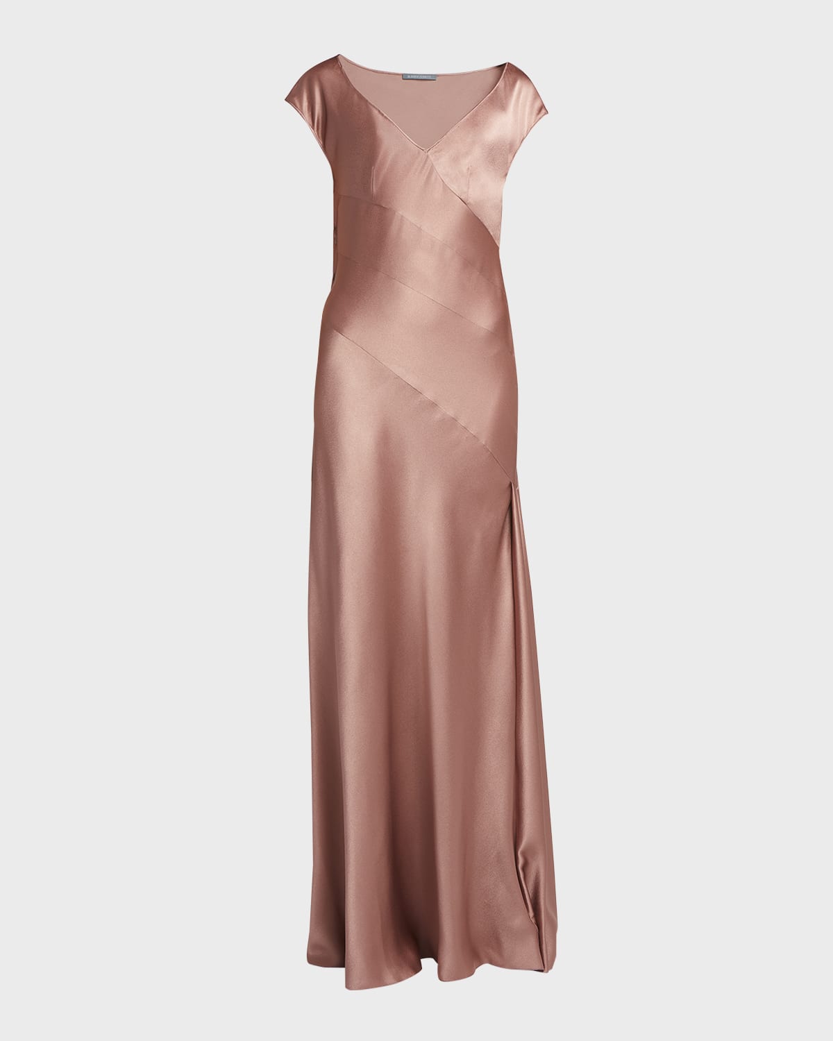 Alberta Ferretti Satin Cap Sleeve Gown