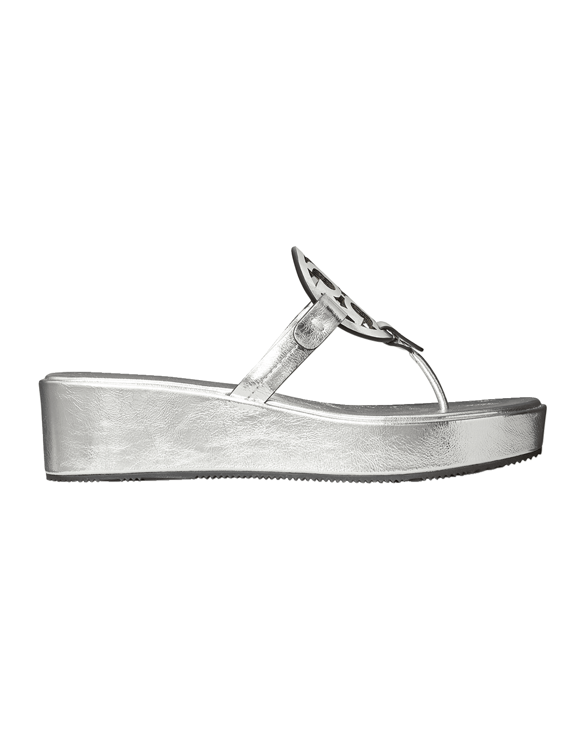 Tory Burch Miller Metallic Logo Wedge Thong Sandals