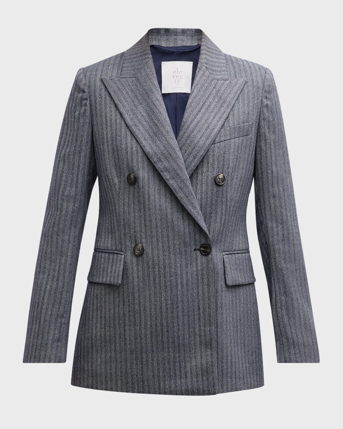 Eleventy Striped Double-Breasted Blazer