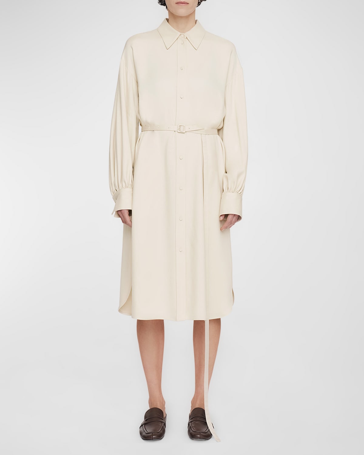 Joseph Floreal Belted Viscose Twill Midi Shirtdress