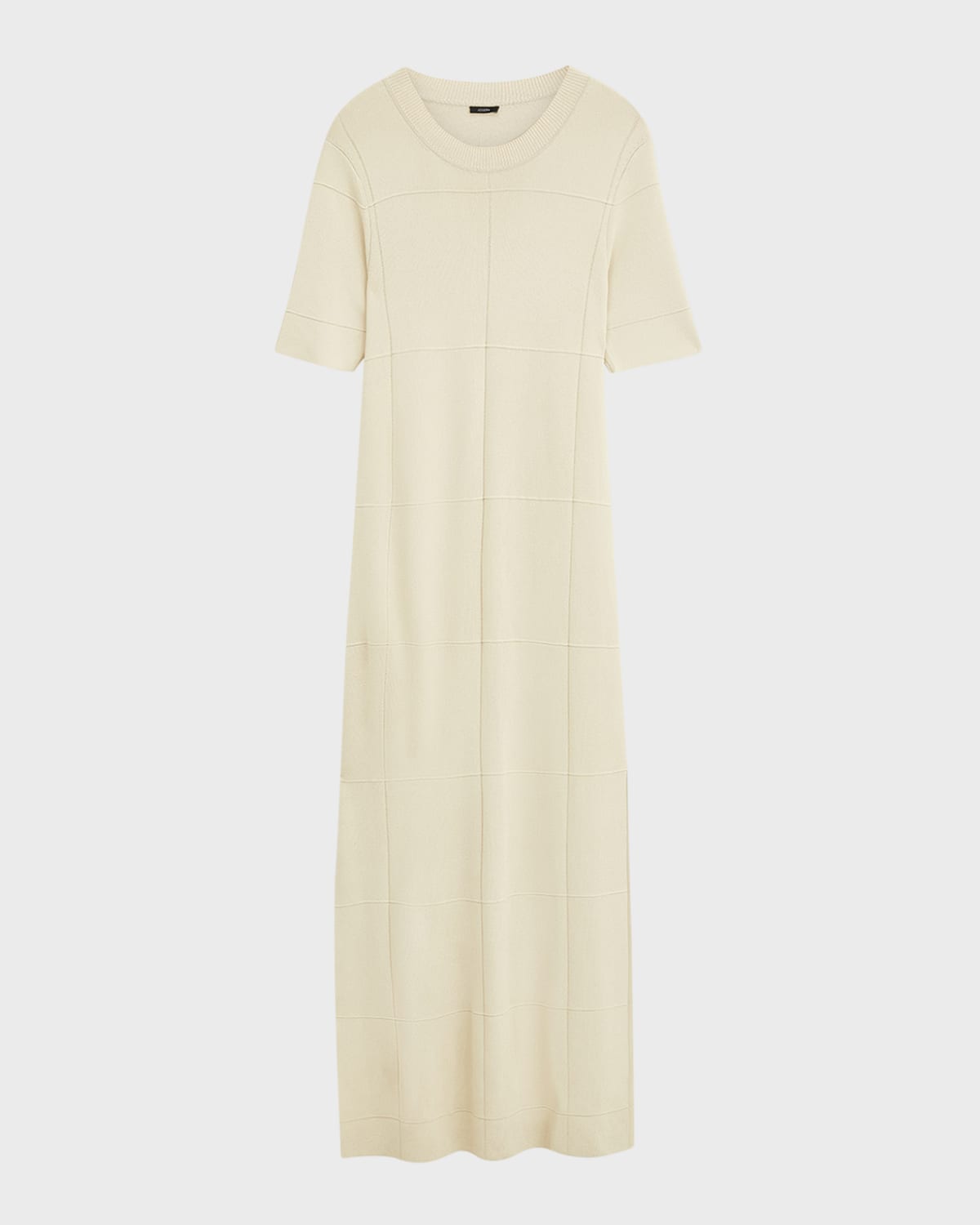 Joseph Elbow-Sleeve Grid Knit Maxi Dress
