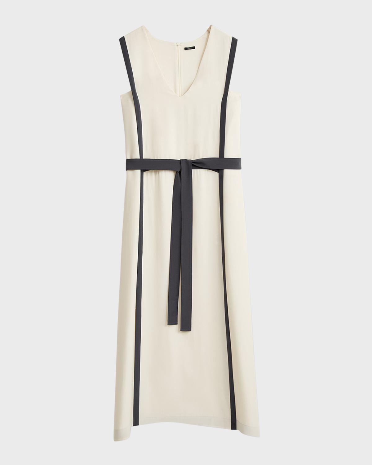 Joseph Muguet Contrast-Trim Silk Crepe Midi Dress