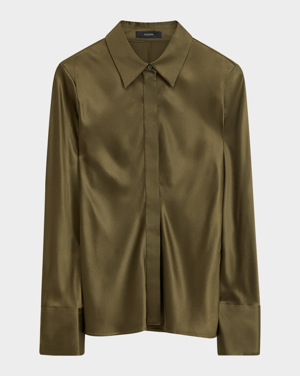 Joseph Brunel Button-Down Silk Satin Blouse
