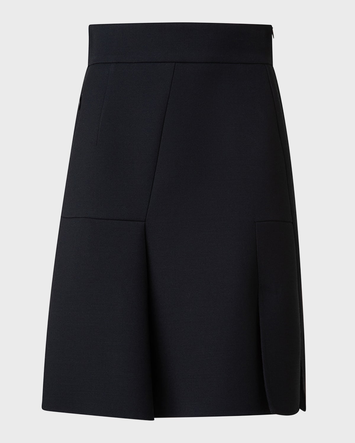 Akris Pleated Wool Doubleface A-Line Skirt