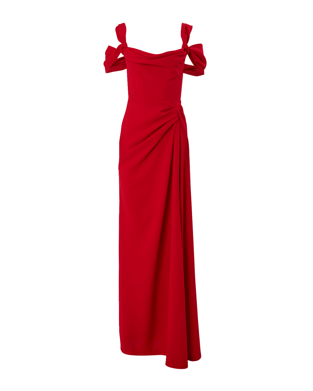 Carolina Herrera Draped Off-Shoulder Strap Slit Gown