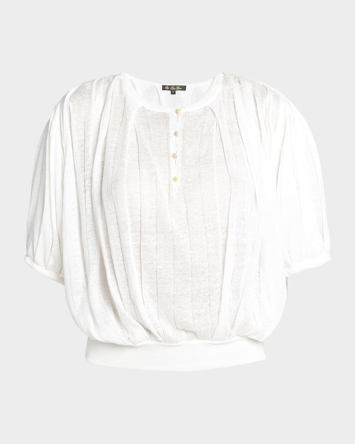 Loro Piana Serafino Pleated Flax Blouse