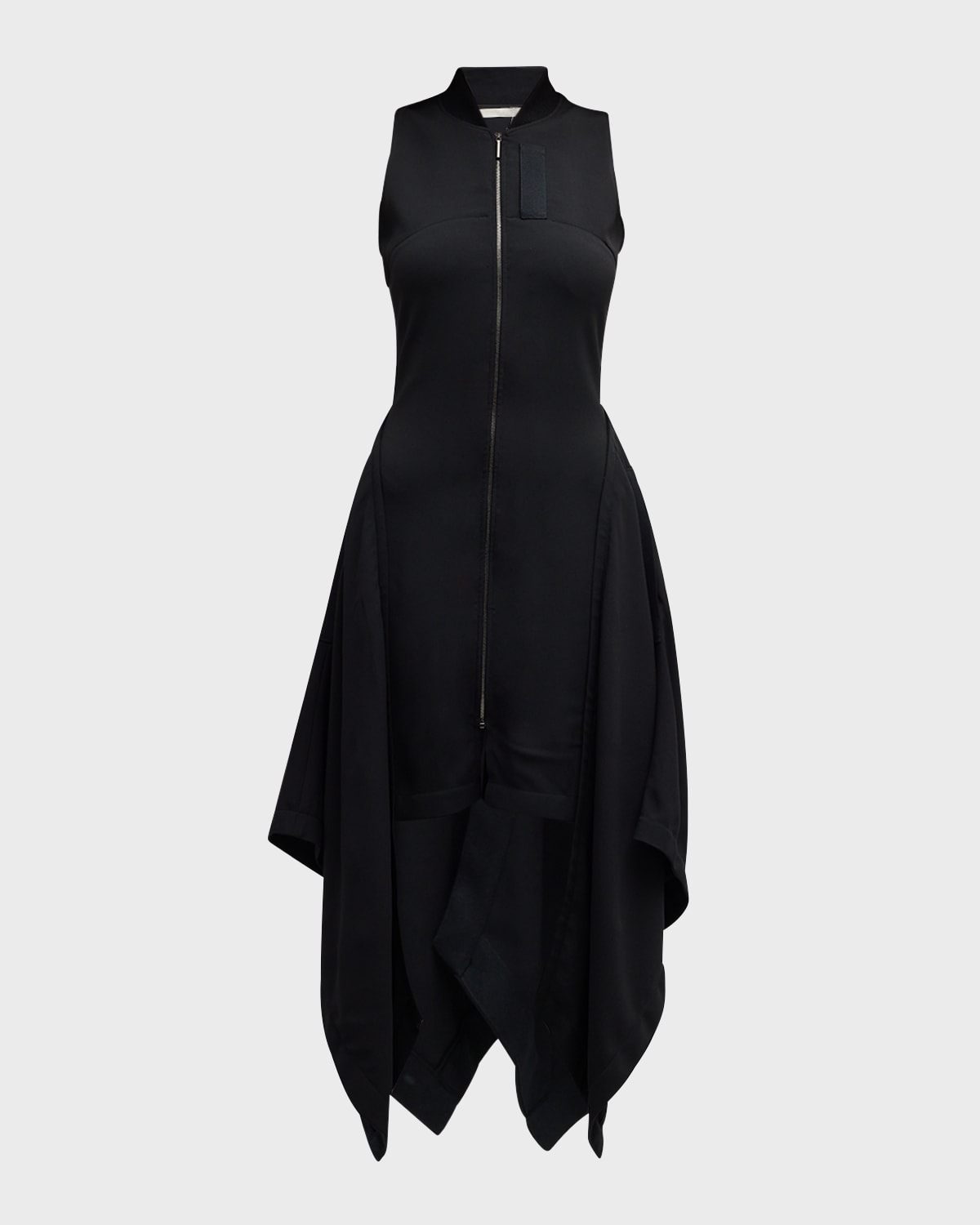Jason Wu Collection Fluid Crepe Bomber Fit-Flare Handkerchief Midi Dress