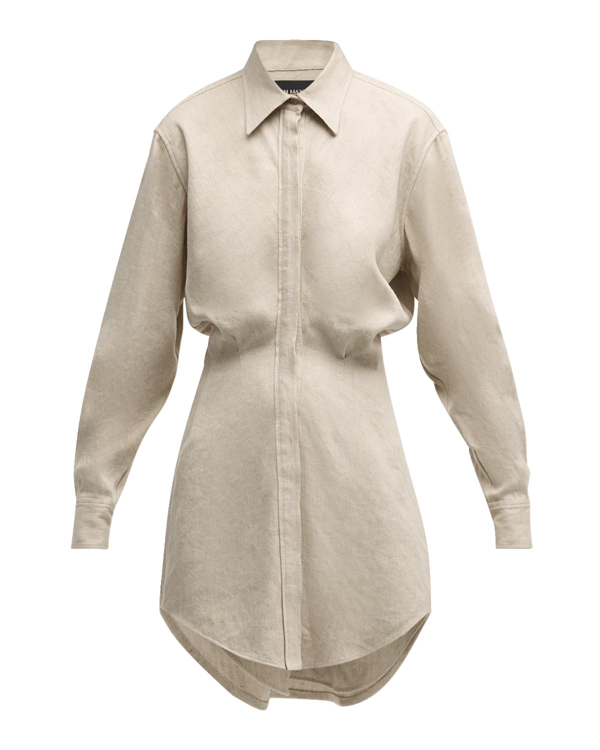 Brandon Maxwell Vera Long-Sleeve Linen Mini Shirtdress