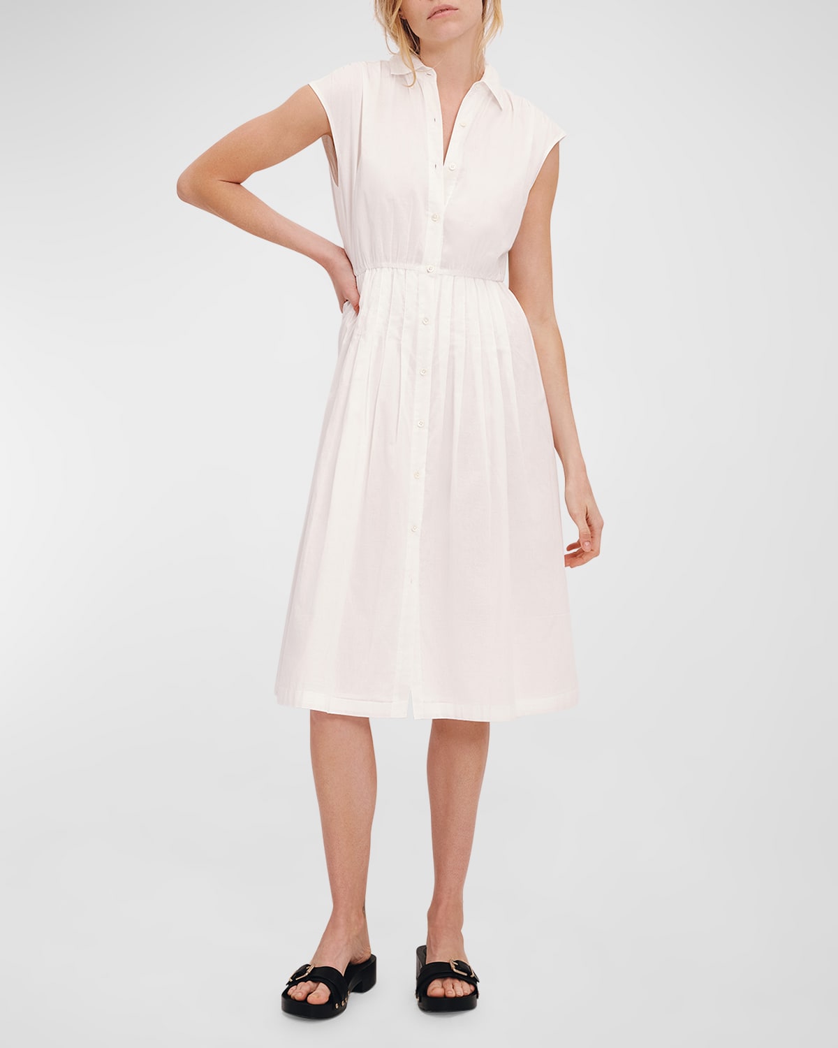 ATM Anthony Thomas Melillo Cotton Voile Sleeveless Midi Shirtdress