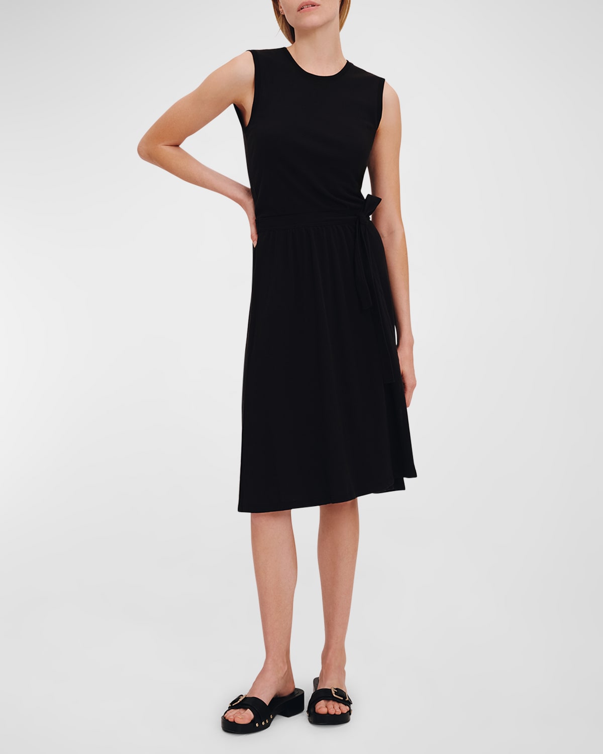 ATM Anthony Thomas Melillo High Torsion Cotton Sleeveless Midi Dress
